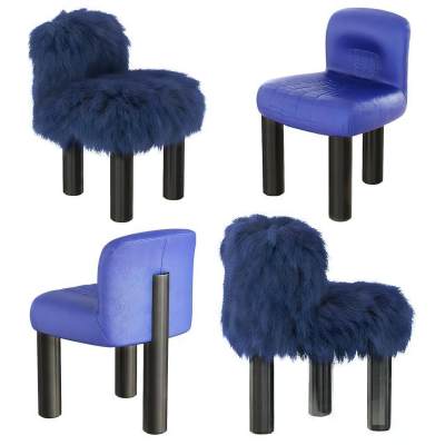 现代绒毛皮革休闲椅 单椅